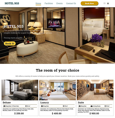 Website Design (Hotel Application) - Adobe XD ui website design