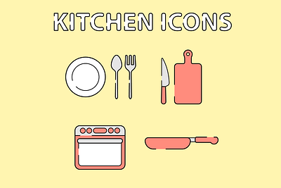 Cute Kitchen Icons icon vector