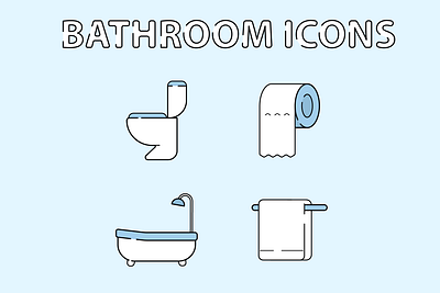 Cute Bathroom Icons icon vector