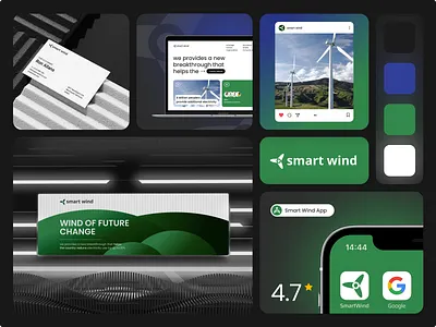 Branding & UI/UX for Smart Wind app banner brand identity branding business card colors graphic design hero page instagram post ios app landing page logo ui