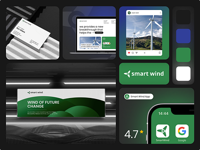 Branding & UI/UX for Smart Wind app banner brand identity branding business card colors graphic design hero page instagram post ios app landing page logo ui