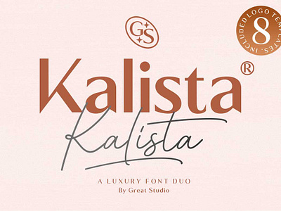 Kalista Font Duo + Logo advertising branding fonts business branding corporate designs display fonts display serif elegant fonts elegant serif feminime fonts ligature font logo template logo templates magazine modern classy modern serifs packinging photography serif fonts typography