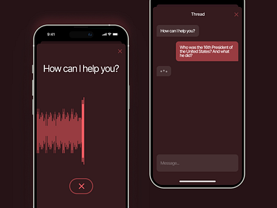 AI-chat in-app with voice recorder ai artificial intelligence chat dark ios mobile ui voice