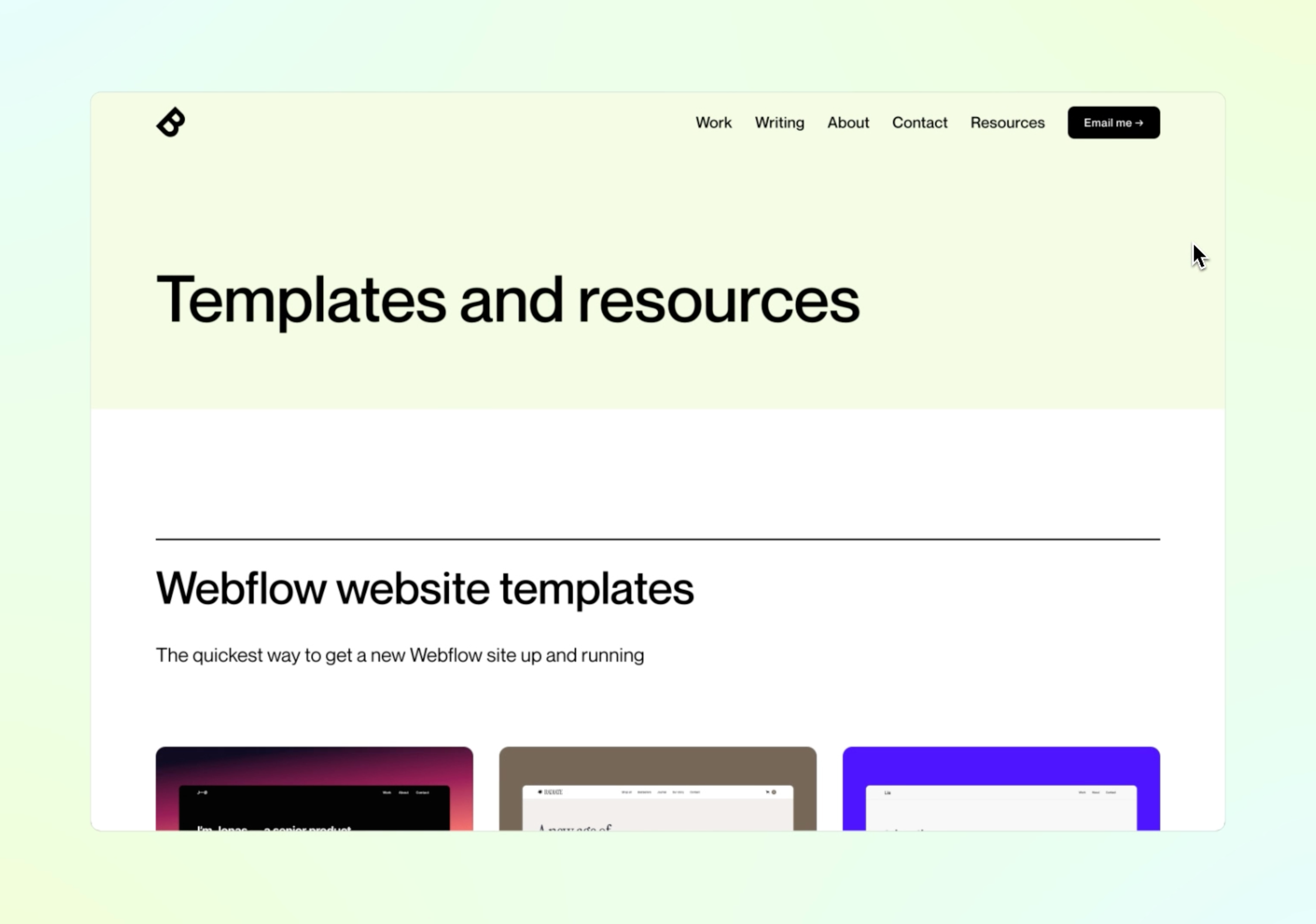Portfolio site branding bryn taylor clean colour demo design freelance freelancer minimal portfolio portfolio 2024 site type typography ui video webflow website website design