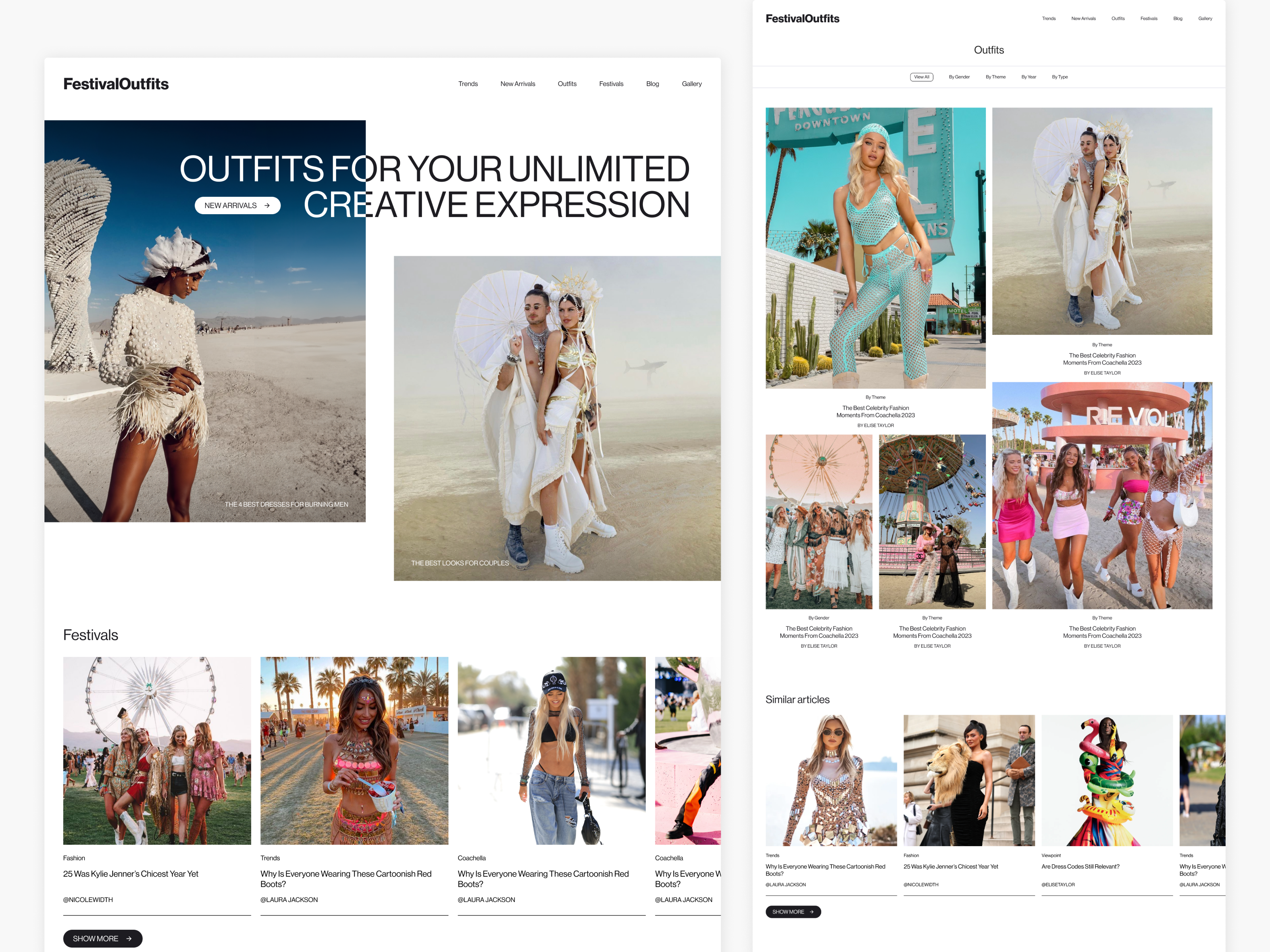 Example of Landing Page for Festival Outfits Blog Page
