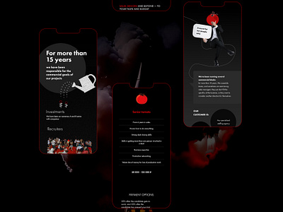 Senior POMIDOR black black and red branding dark site landing page recruiting sales ui visual design