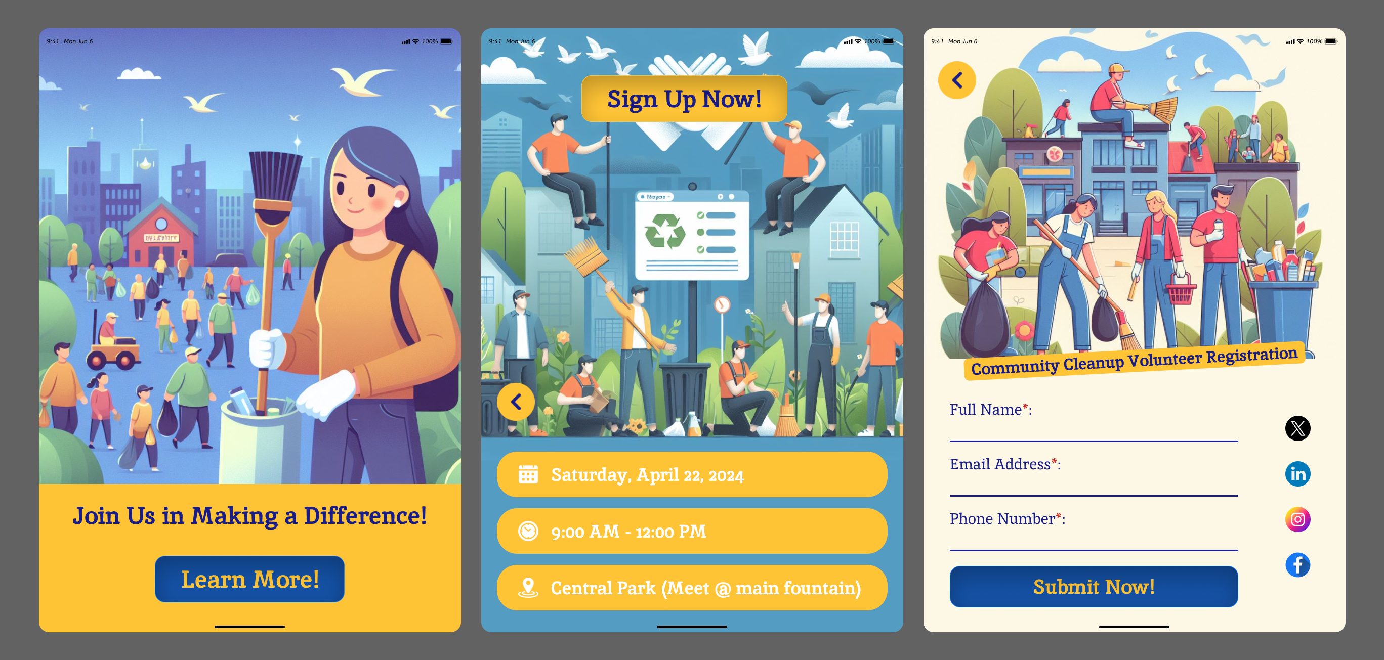 Community Cleanup Volunteer Sign-Up animation dailyui prototype ui
