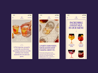 Mobile Bar website clean design dribbble drinks purple ui ux webdesign website