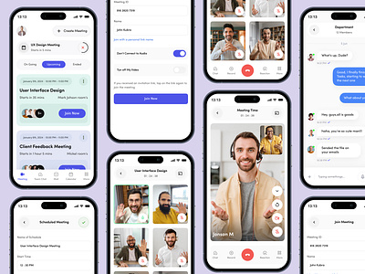 Virtual Meeting Mobile App ai meeting notes android artiflow booking app chaatting halal ios meeting meeting app meetings and conferencing mobile app online video calls smart social app social media mobile app suhayel ahmed nasim ui uiux design video conferencing dashboard web design