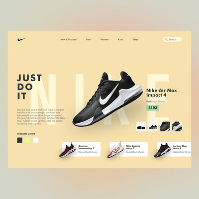 Nike Web Design 3d animation app branding design figma graphic design illustration logo motion graphics nike shoes sneakers ui ux vector web web app web design web nike