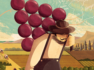 Zinfandel and the Pioneer Trail adobe america character digital art drink editorial editorial illustrator food illustration illustrator lifestyle magazine photoshop texture us usa vintage wine