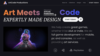 ArtCode Productions Next-Generational Hero Section UI Design