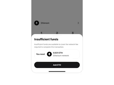 Insufficient funds / bottom sheet bottom sheet button clean design system light ui ui user interface ux