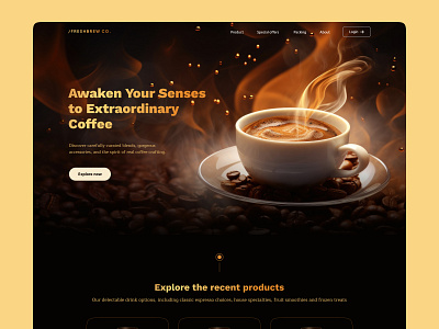 Coffee products selling website - Landing Page coffee coffee products coffee selling cup dailychallenge design landing page product selling ui uidesign uiux uiux dailyachallenge web design