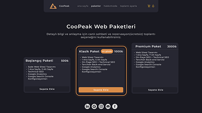 CooPeak Startup Agency Pricing Section Web Design