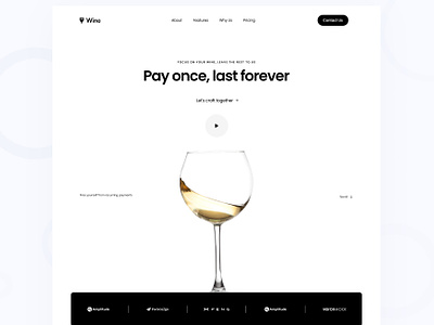 Wine SaaS Landing Page 🍷 app black clean design landing page saas ui web web design website white wine