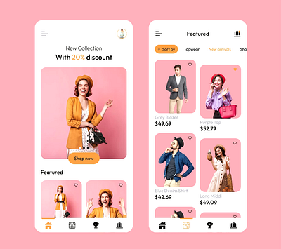 Fashion store mobile app motion graphics ui
