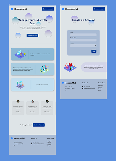 MessageMail Tablet Version aesthetic blue branding design figma illustration modern simple tablet typography ui ux web webdesign