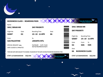 Boarding Pass "Garuda Indonesia" boarding pass boarding pass design design figma ticket ticket designer ui ui design ui designer ui explore ui ux design ui ux designer uiux ux ux design ux designer website