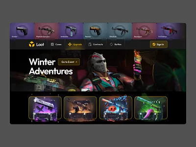 CSGO Drop Hero Header cases csgo game skins web design