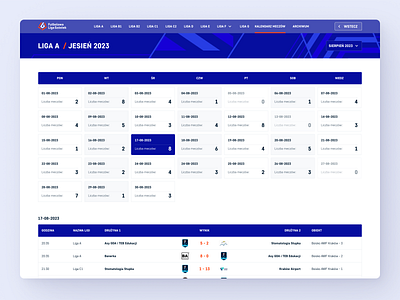 FLS - Football league website calendar design football league redesign sport ui ux web website