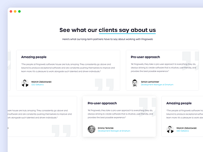 Fingoweb Software House - Testimonials design feedback house opinion redesign sorfware testimonials ui ux web website