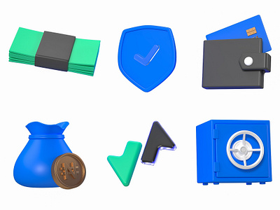 Set of 3D Finance Icons set. 3d animation app cinema4d finance graphic design icons ui ux