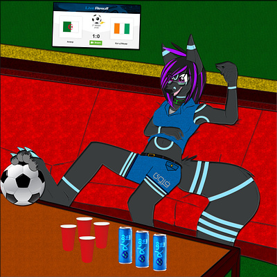 Tahririx in a football club character design furry