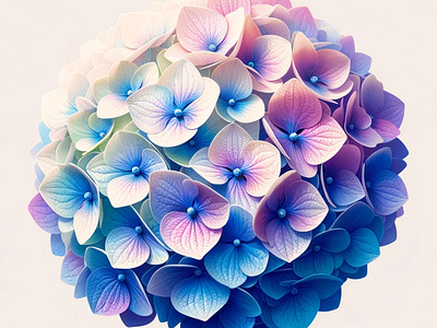 Hydrangea Hues by Aravind Reddy Tarugu aravind art bloom blossoming blue flowers botanical detailed elegant gradient petals high resolution floral horticultural hydrangea nature pastel tones purple blossom reddy spring tarugu vector vibrant