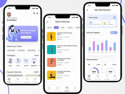Fitness Mobile App Design figma design figma mobile app fitness app gym app minimal fitness app workout app workout goal