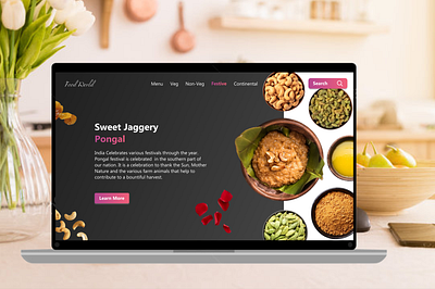 Food World, a landing page directs to prepare Pongal animation branding design figma graphic design guvi ui ux