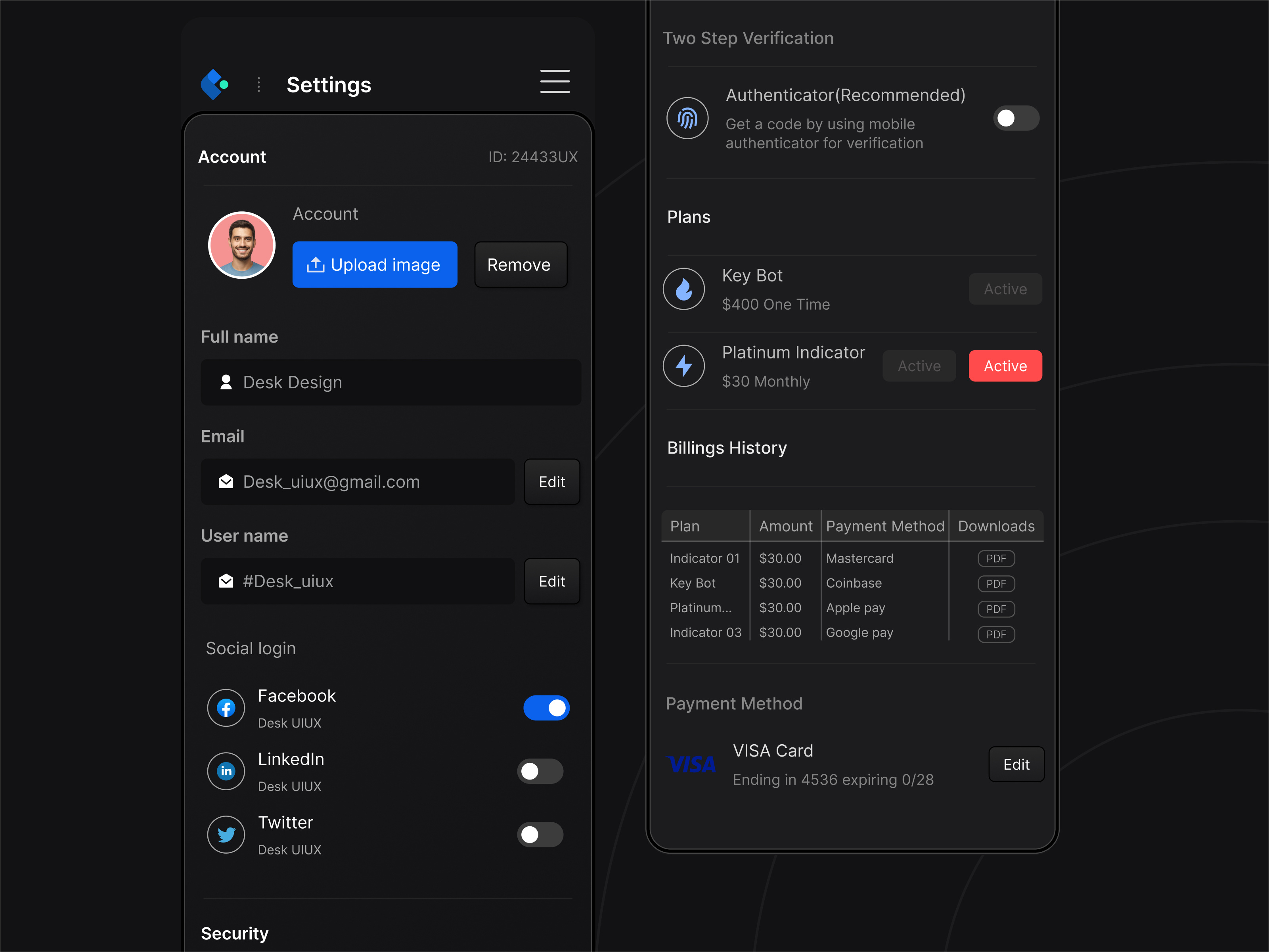 Setting of Stock Trading Apps adobe xd design figma illustration landing page stock trading ui user interface ux
