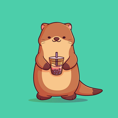 Otter likes boba animal animals cartoon cartoon otter cute cute animals cute otter illustration otter otters wild