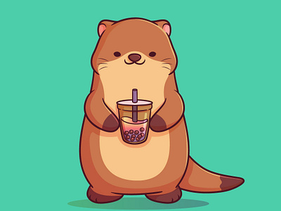 Otter likes boba animal animals cartoon cartoon otter cute cute animals cute otter illustration otter otters wild