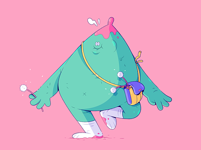 Pink Matter Morris. 2d blob cartoon character characterdesign flower green happy illustration illustrator pink silly stupid