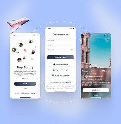 Travel app app design mob ui ux