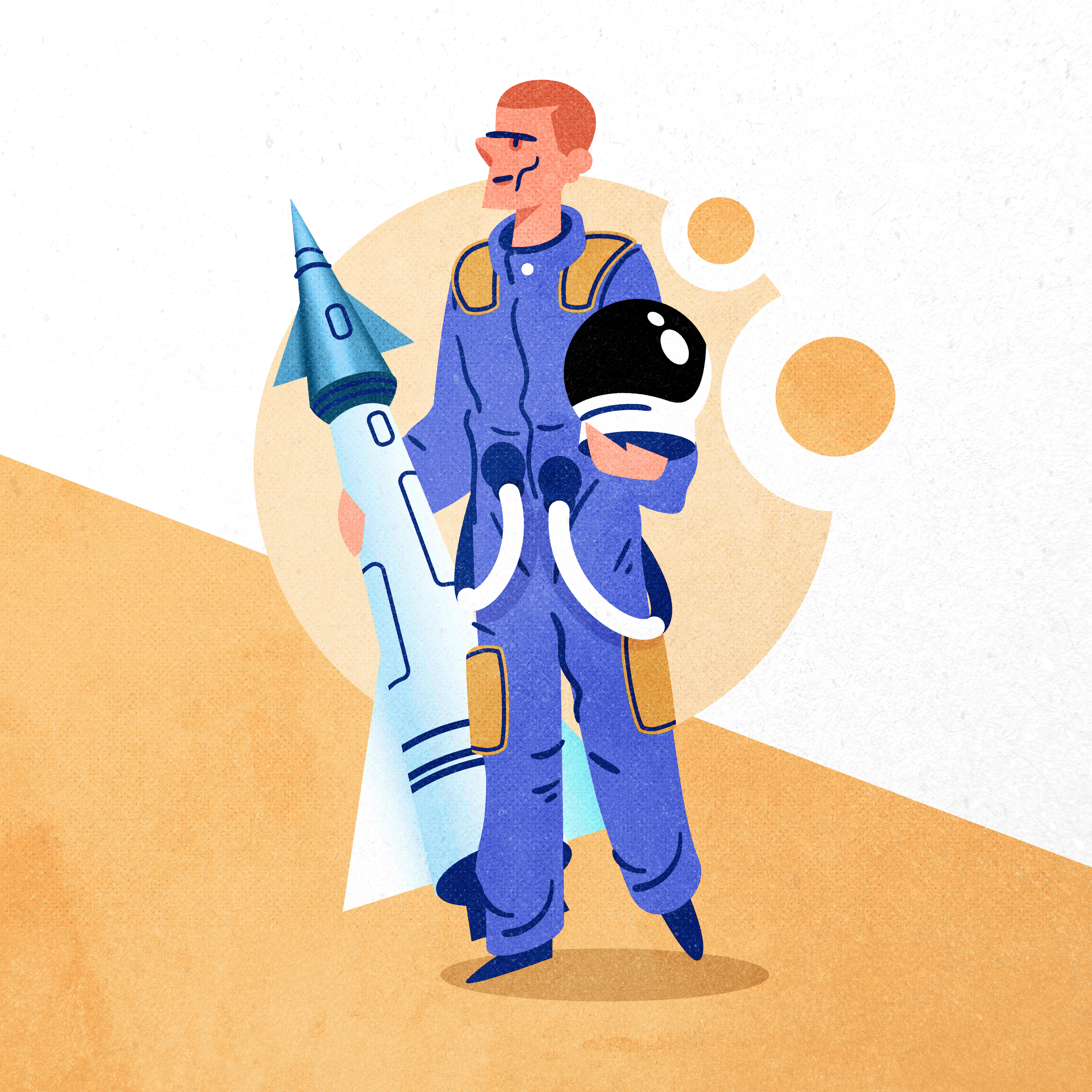 Rocket man! 50s 60s astronaut design fiction illustration illustrator minimalist nasa pilot rocket science texture vector