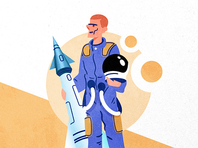 Rocket man! 50s 60s astronaut design fiction illustration illustrator minimalist nasa pilot rocket science texture vector