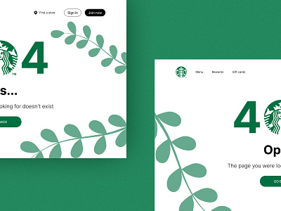 Starbucks 404 page | 02 404 404 page branding coffee design error green green page ui ux visual design web design
