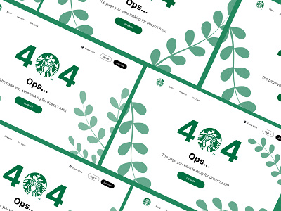 Starbucks 404 page | 03 404 404 page branding coffee design error green green page ui ux visual design web design