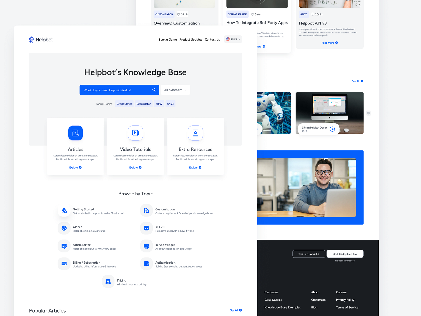 Helpbot - Knowledge Base Desktop Interface by Luana Aires on Dribbble