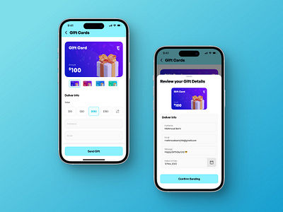 Sending Gift Card app award card e commerce gift ios reward sending gift card ui ux