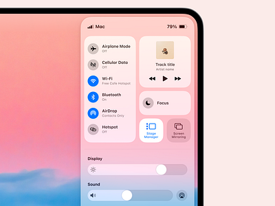 mac control center bars blur clean concept control control center dark design desktop figma graphic design grid icons ios layout macos slider toggle typography ui