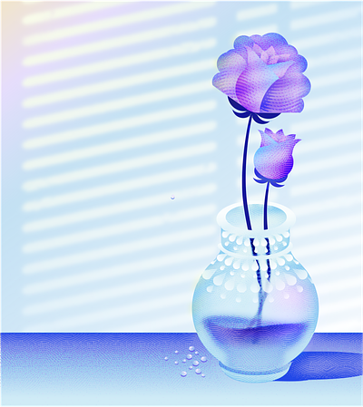 Thank You Flowers - Purple Rose floral flower glass glass effect glassmorphism illustration inkscape purple rose stipple stippling unique textures vector wave wavy