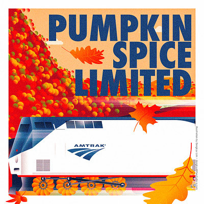 2023 Amtrak Poster amtrak fall fall ride fall scenery illustration pumpkin spice train
