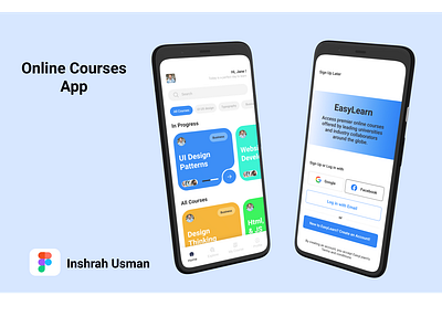 E-Learning / Online Courses App app design e learning figma onlinecouseapp ui uidesign uiux ux