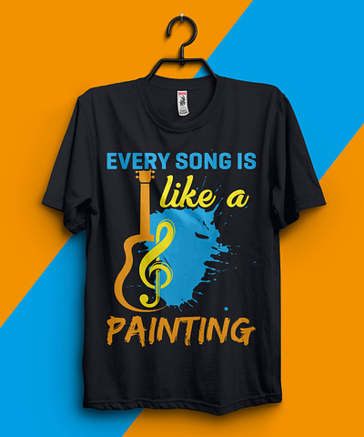 Music T-shirt Design adobe black blue branding complex custom design eye catching graphic guitar illustration music paint flash painting song t shirt typography vector vector art yellow