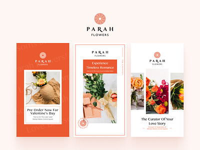 Parah Flowers - Social Media Design branding design figma florist flowers instagram logo orange posts social social media design stories ui uiux ux