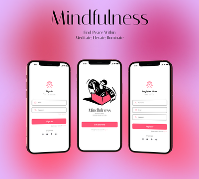 Mindfulness Meditation App application get started interface log in meditation app page register sign in sign up welcome