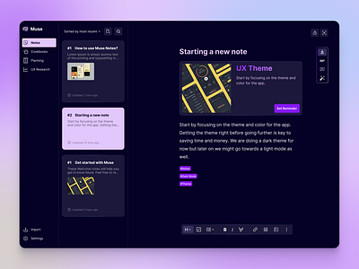 Note App - UI/UX Design ai app design artificial intelligence dark dark mode note purple ui ui design ux